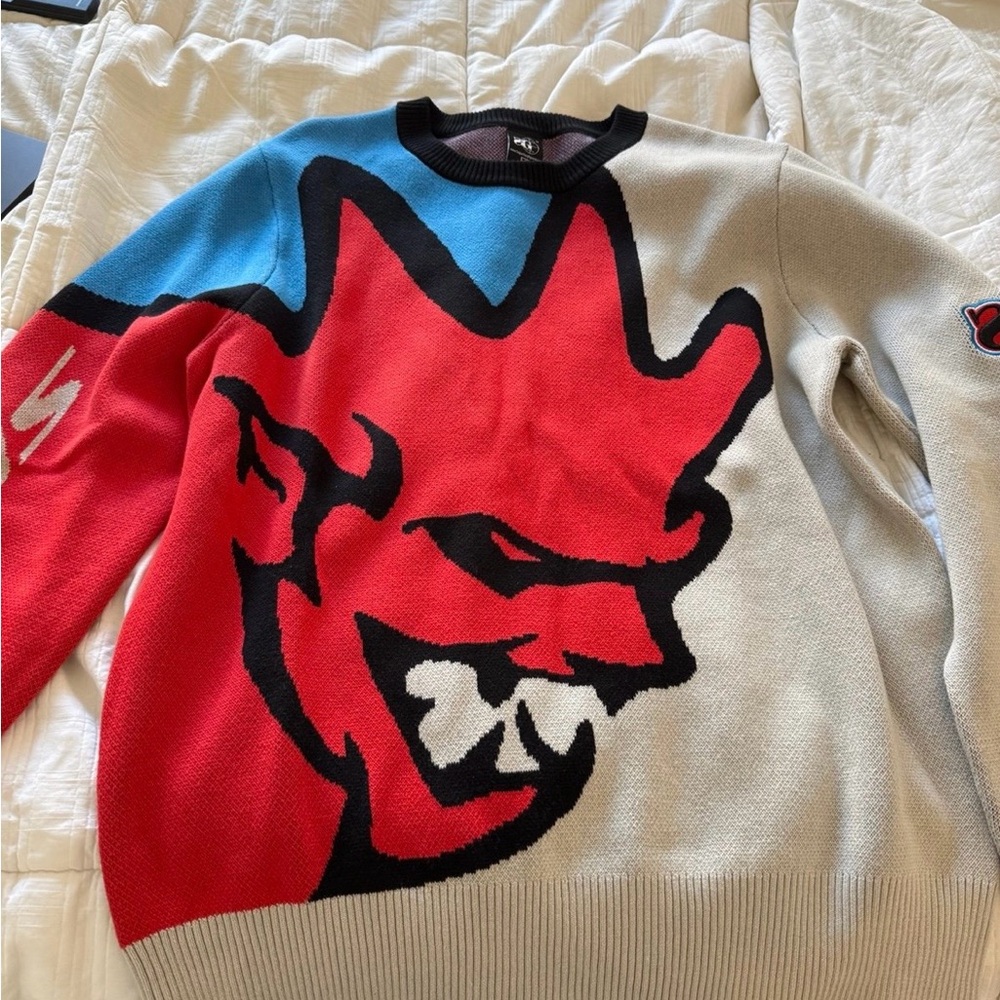 Men's sniper gang Graphic Sweater - Red, Blue, Gray